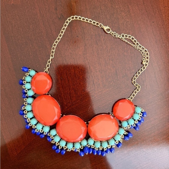 Gold Tone and Red Statement Necklace - Picture 1 of 2